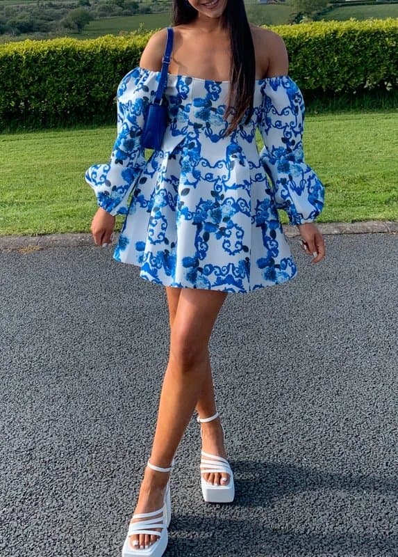ASOS ASOS luxe off-shoulder puff sleeve mini dress
