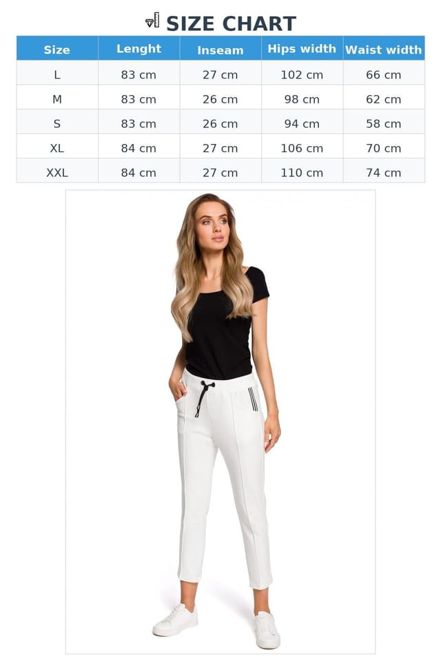Love Lace Love Lace Women's Classic Cotton Trousers with Elastic Waist in White - 3