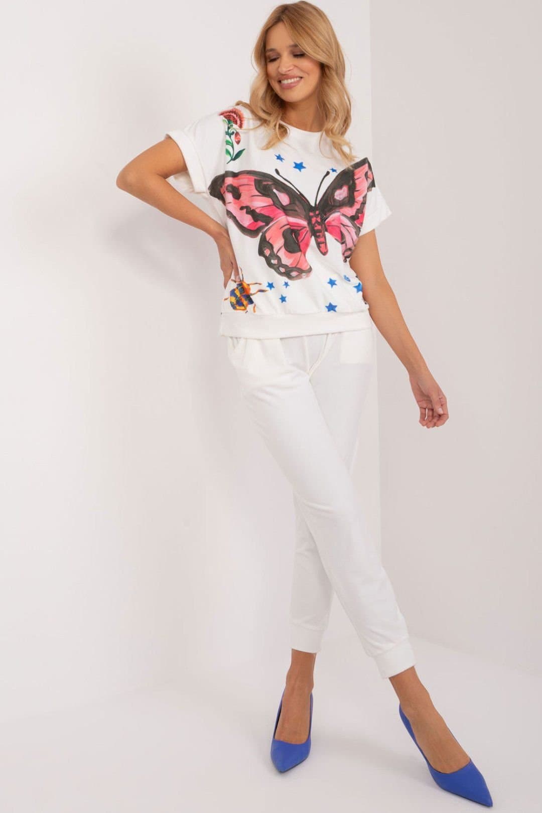 Love Lace Love Lace Women's Velour Blouse & Drawstring Pants Set Style 196783 in White