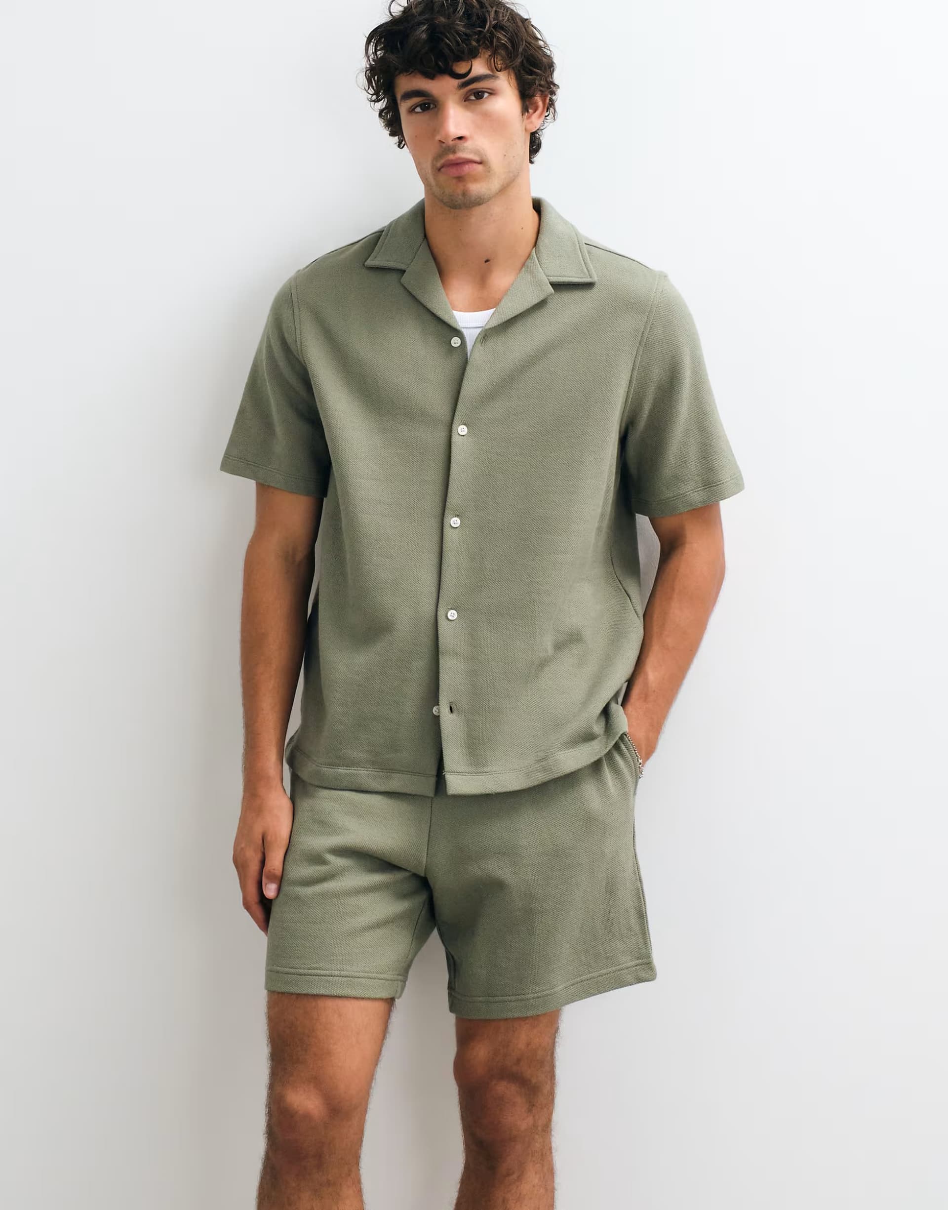 ASOS GAP towelling shirt co-ord in khaki green