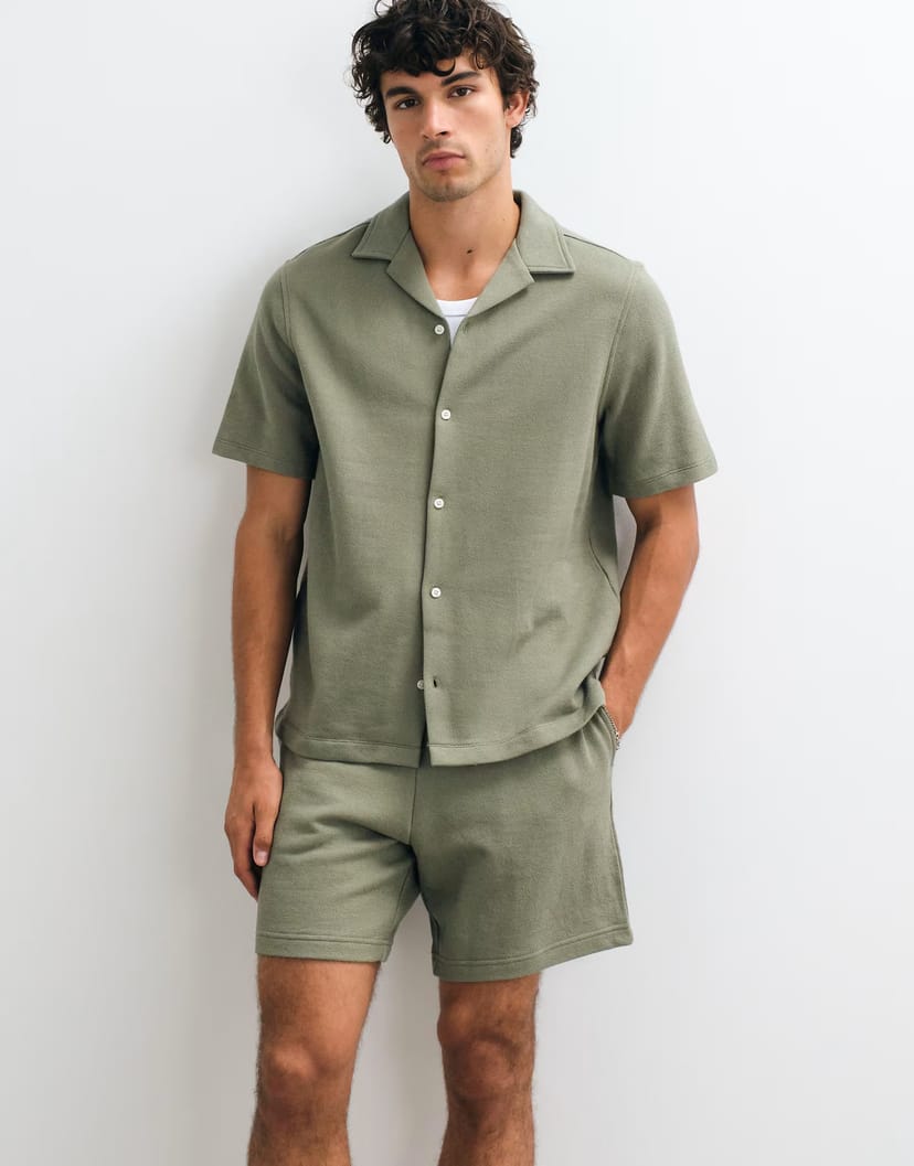 ASOS GAP towelling shirt co-ord in khaki green - 1