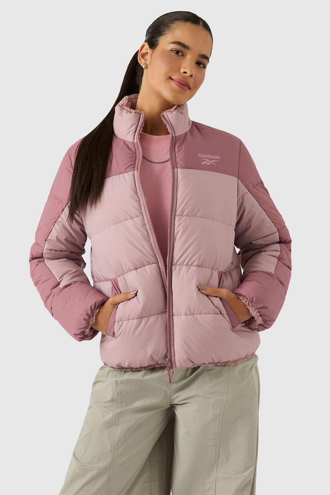 Reebok Reebok Women's Reversible Puffer in Dusty Pink