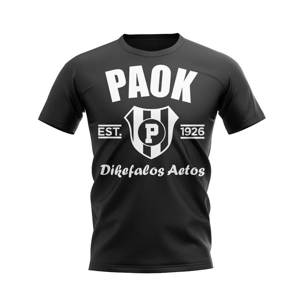 PAOK Salonika PAOK Salonika Men's Personalised Established Football T-Shirt in Black