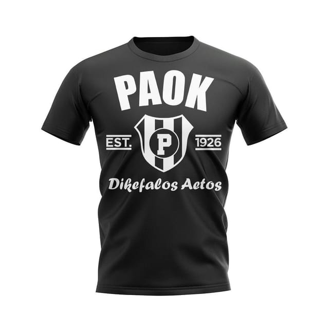 PAOK Salonika PAOK Salonika Men's Personalised Established Football T-Shirt in Black - 2