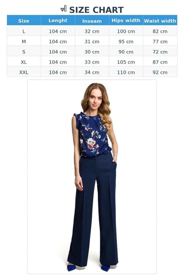 Love Lace Love Lace Women's Wide Leg Trousers with Side Pockets in Blue - 3