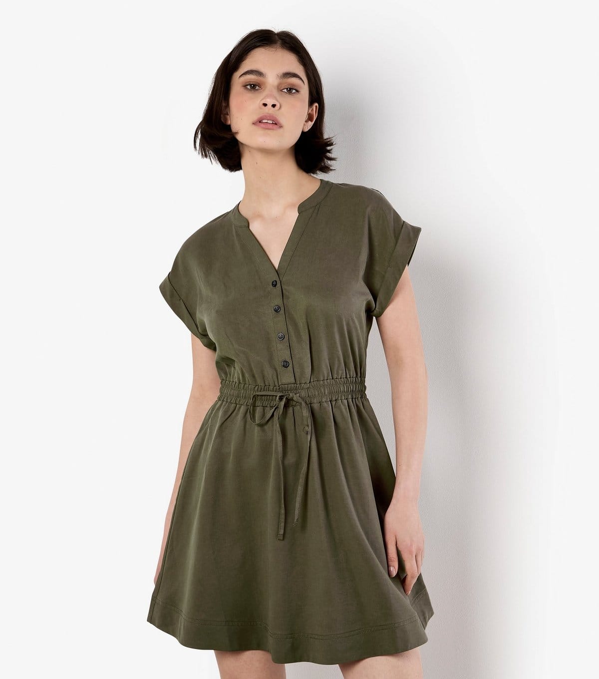 Apricot Women's Khaki Drawstring Waist Mini Dress Apricot New Look - 4