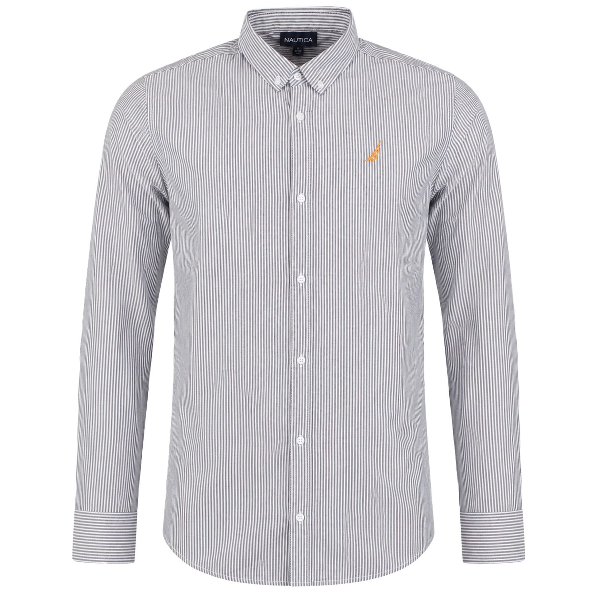 Nautica Men's Black/White Striped Long-Sleeve Shirt