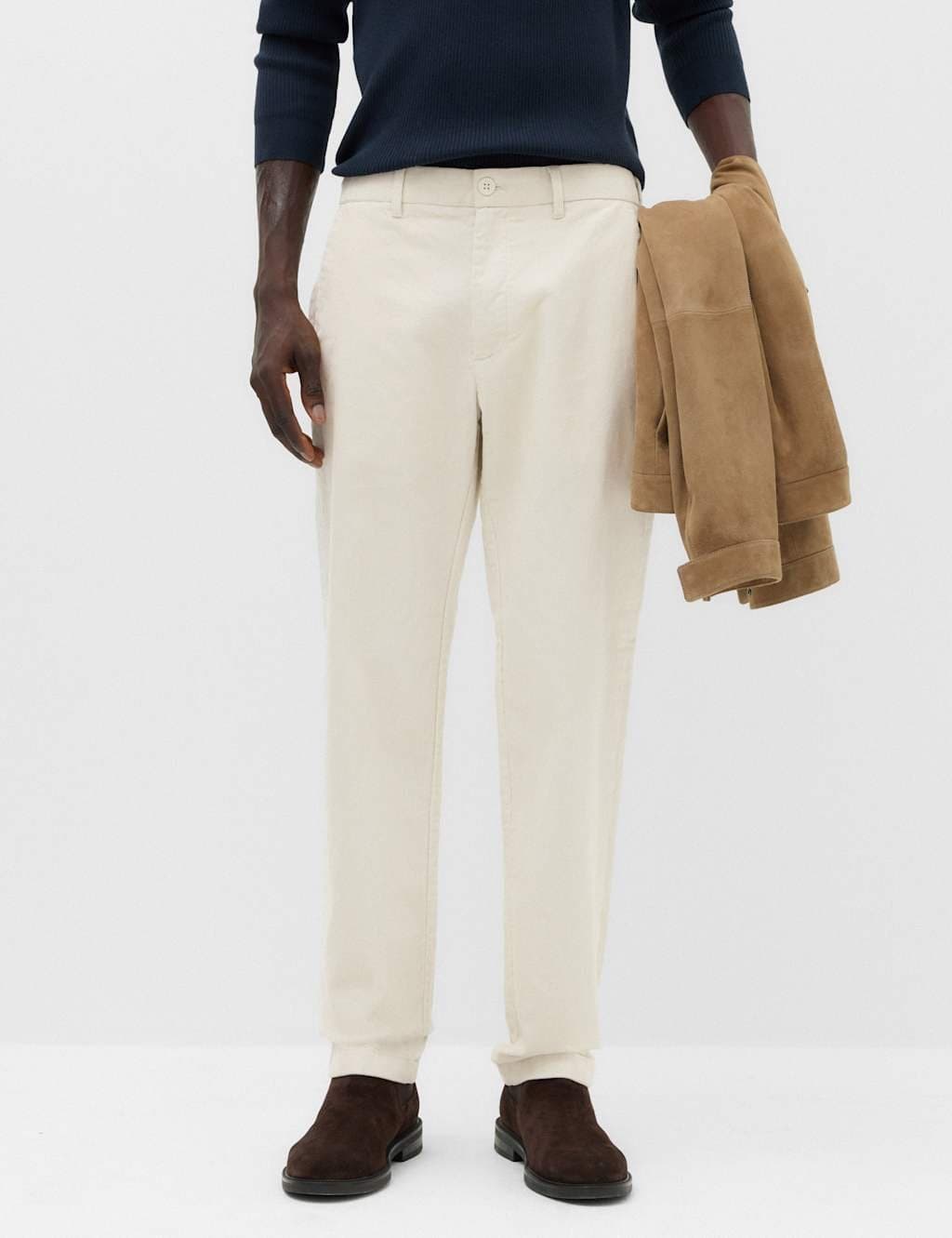 Marks & Spencer M&S Regular Fit Corduroy Stretch Chinos Ecru