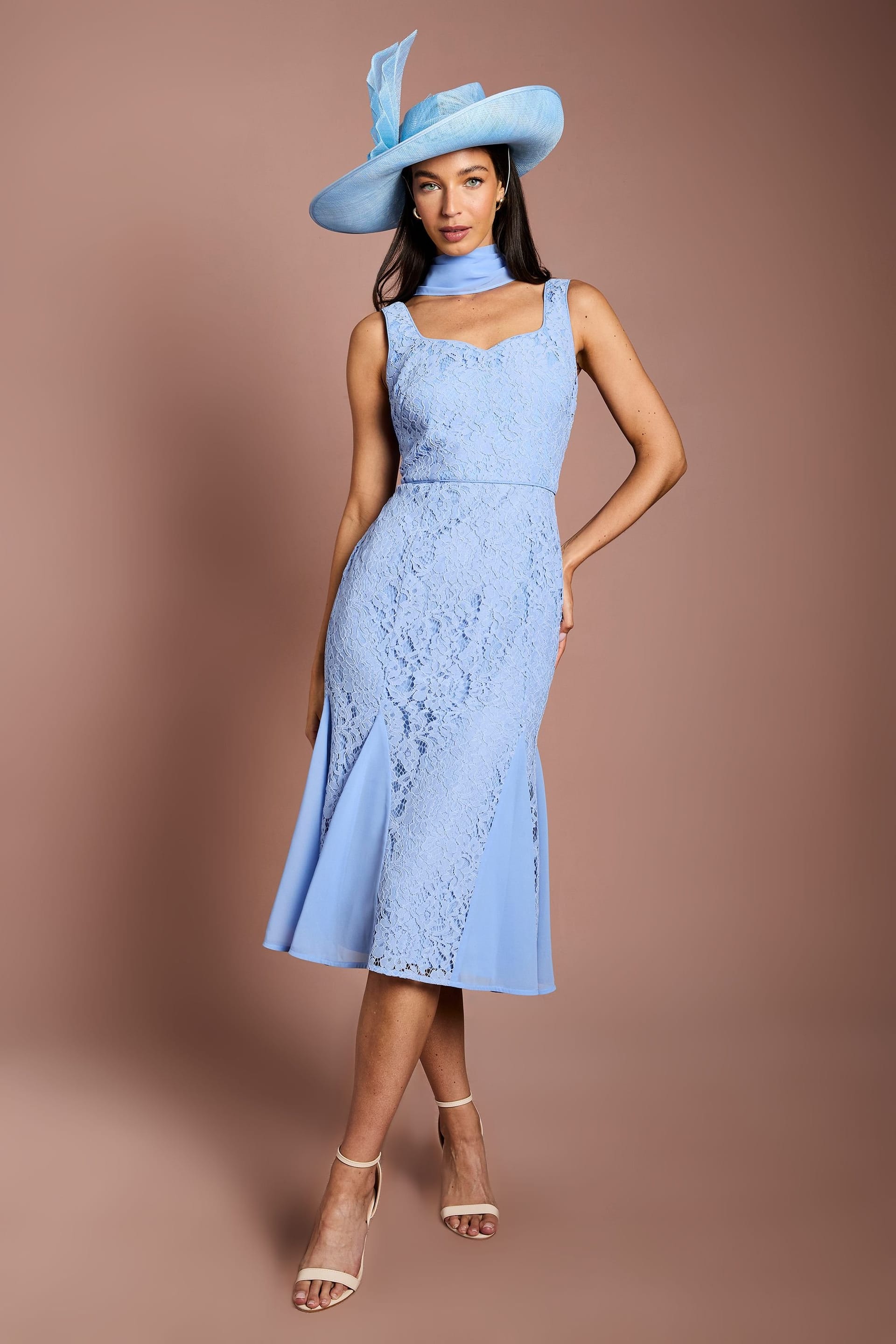Coast Blue Lace Maxi Dress With Godets