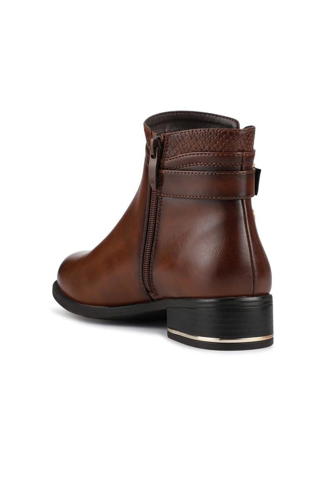 Pavers Pavers Women's Block Heeled Ankle Boots With Inside Zip in Tan - 3