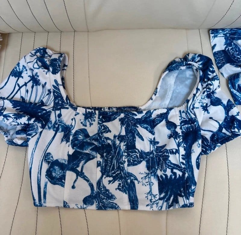 White & Blue Floral 2-Piece Co-Ord Set