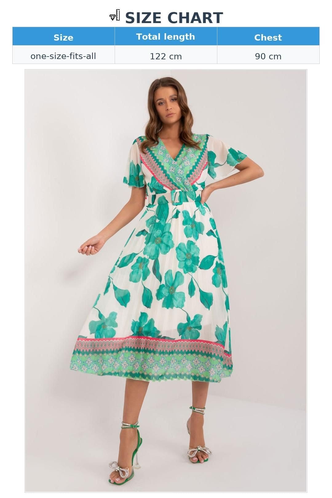 Love Lace Love Lace Women's Summer Frill Sleeve Belted Pleated Dress in Green - 4