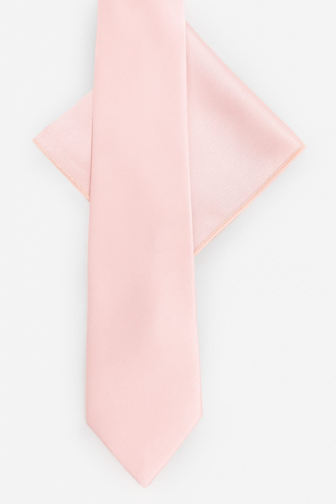 Maya Deluxe Maya Deluxe Men's Satin Tie Pocket Square Set in Pink