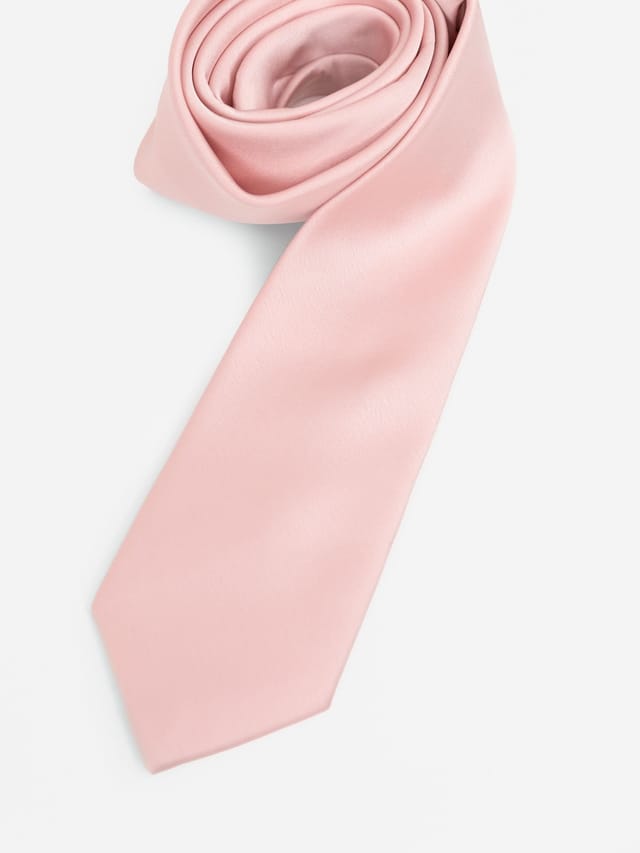 Maya Deluxe Maya Deluxe Men's Satin Tie Pocket Square Set in Pink - 2
