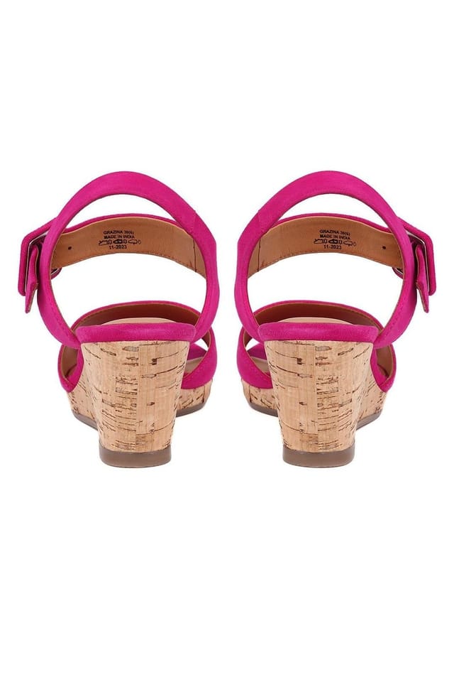Jones Bootmaker Jones Bootmaker Women's Grazina Leather Wedges in Bright Pink - 3