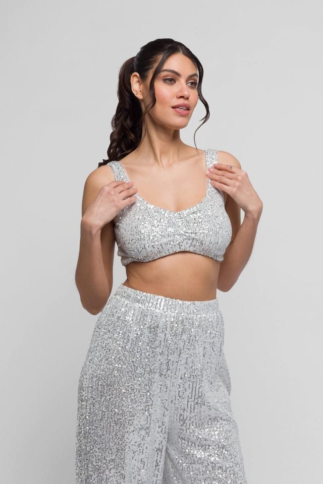 Jaded Rose Jaded Rose Women's Sali Sequin Pants. Dazzling & Versatile in Silver - 2