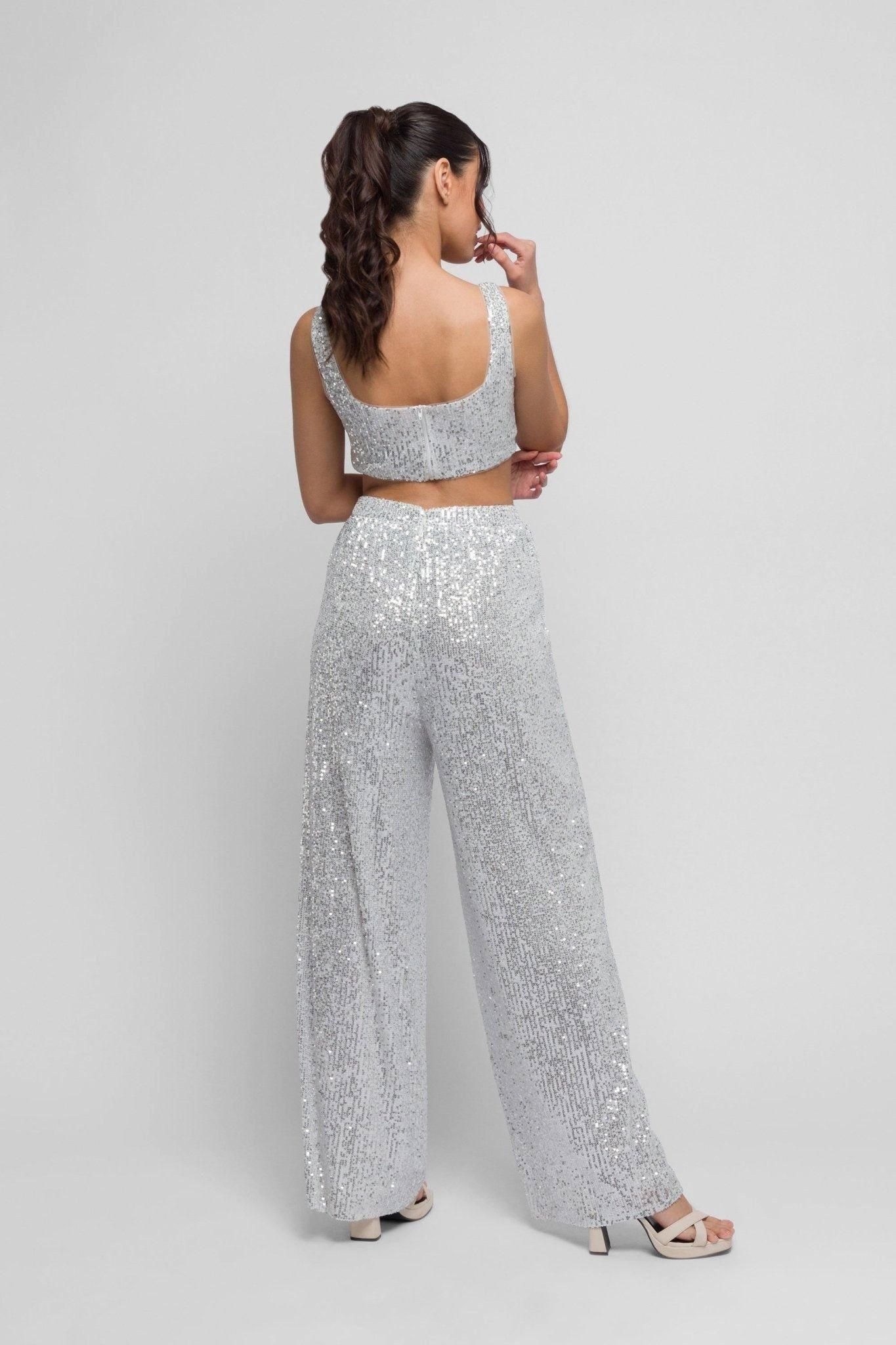Jaded Rose Jaded Rose Women's Sali Sequin Pants. Dazzling & Versatile in Silver - 4