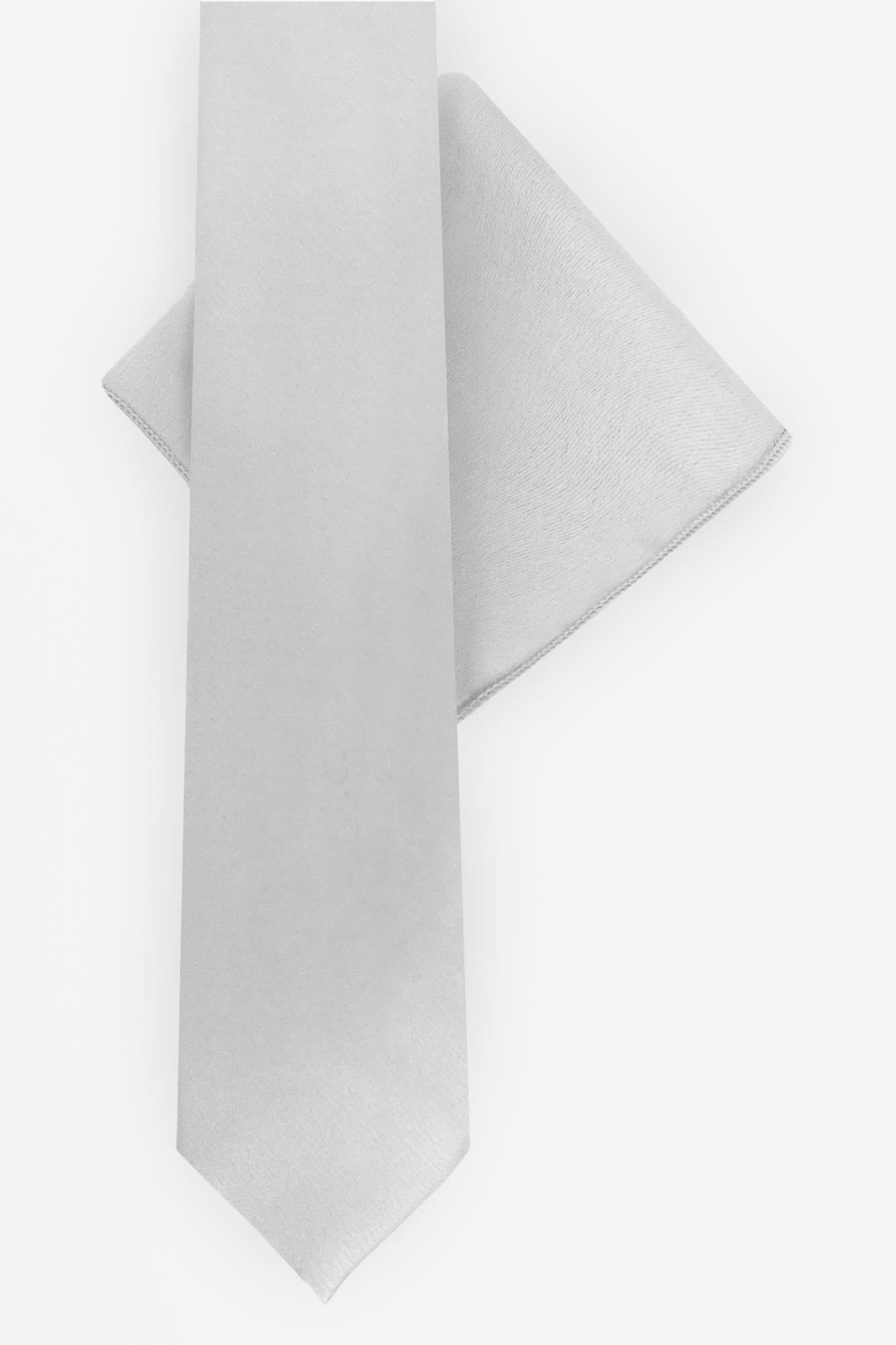Maya Deluxe Maya Deluxe Men's Satin Tie Pocket Square Set in Silver