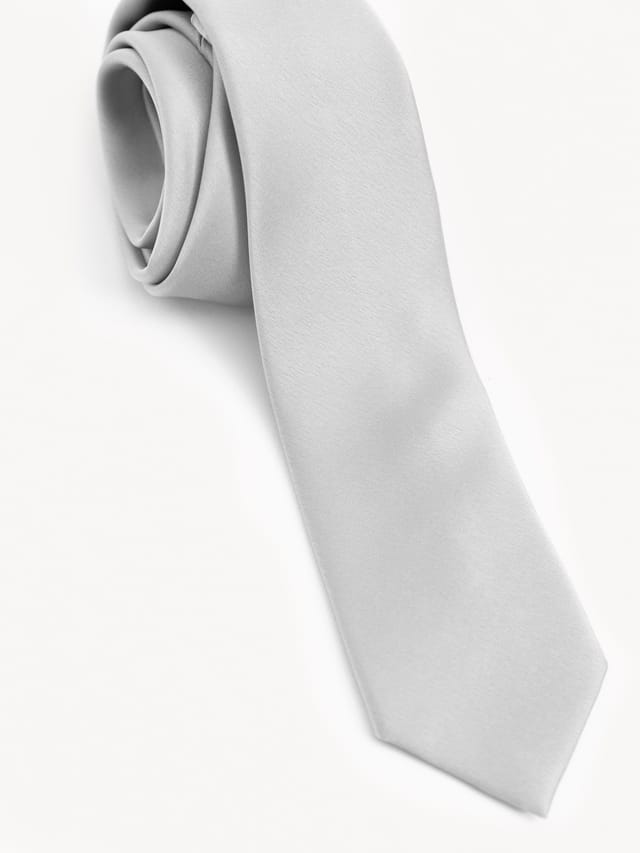 Maya Deluxe Maya Deluxe Men's Satin Tie Pocket Square Set in Silver - 2