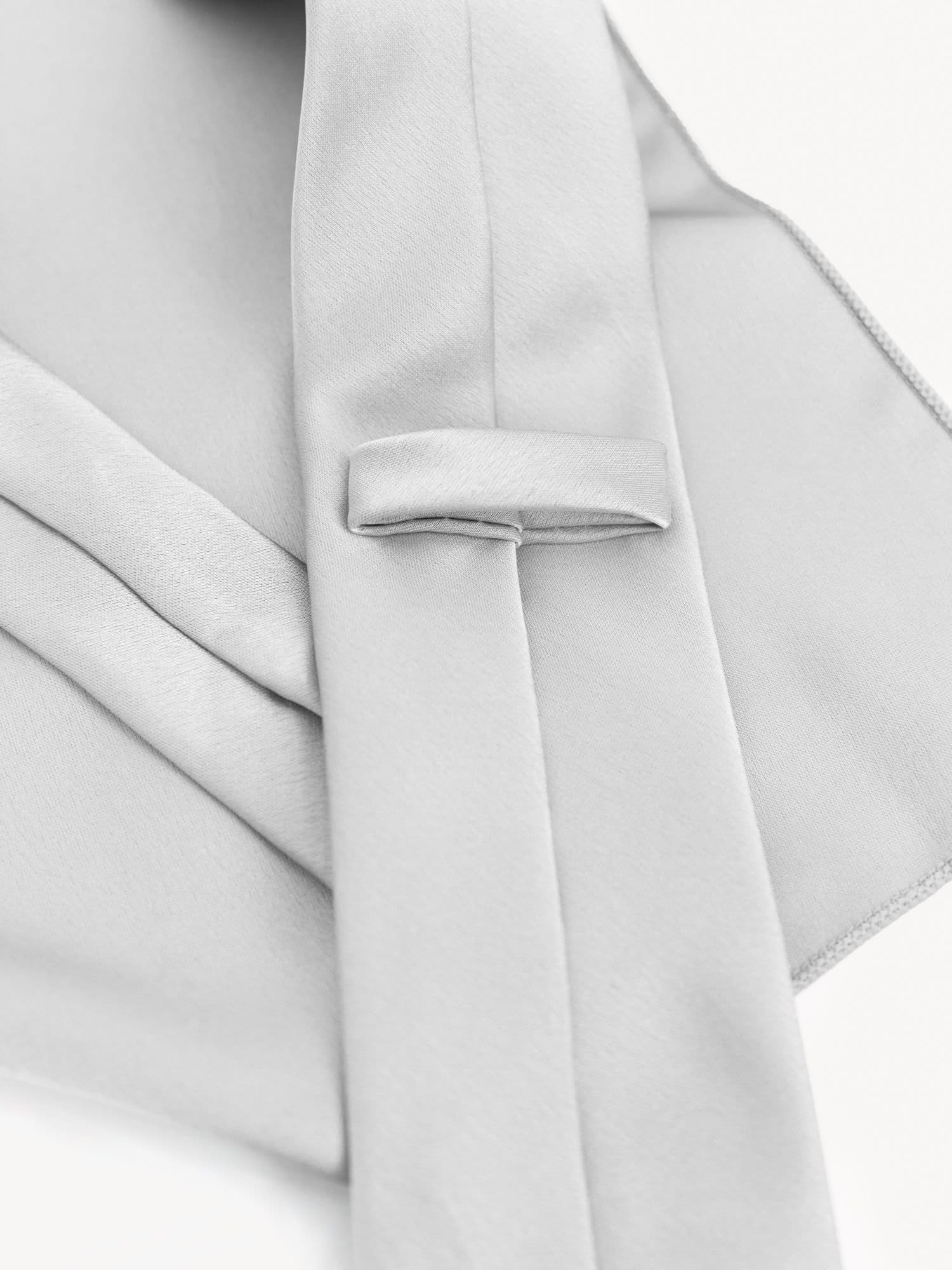 Maya Deluxe Maya Deluxe Men's Satin Tie Pocket Square Set in Silver - 4