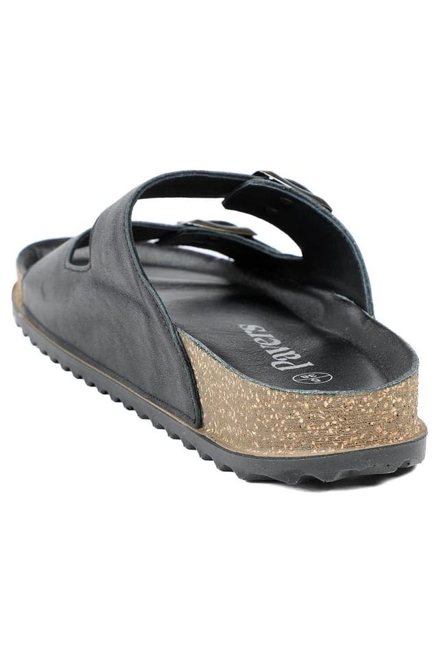 Pavers Pavers Women's Leather Dual Buckle Fastening Sandals in Black - 3