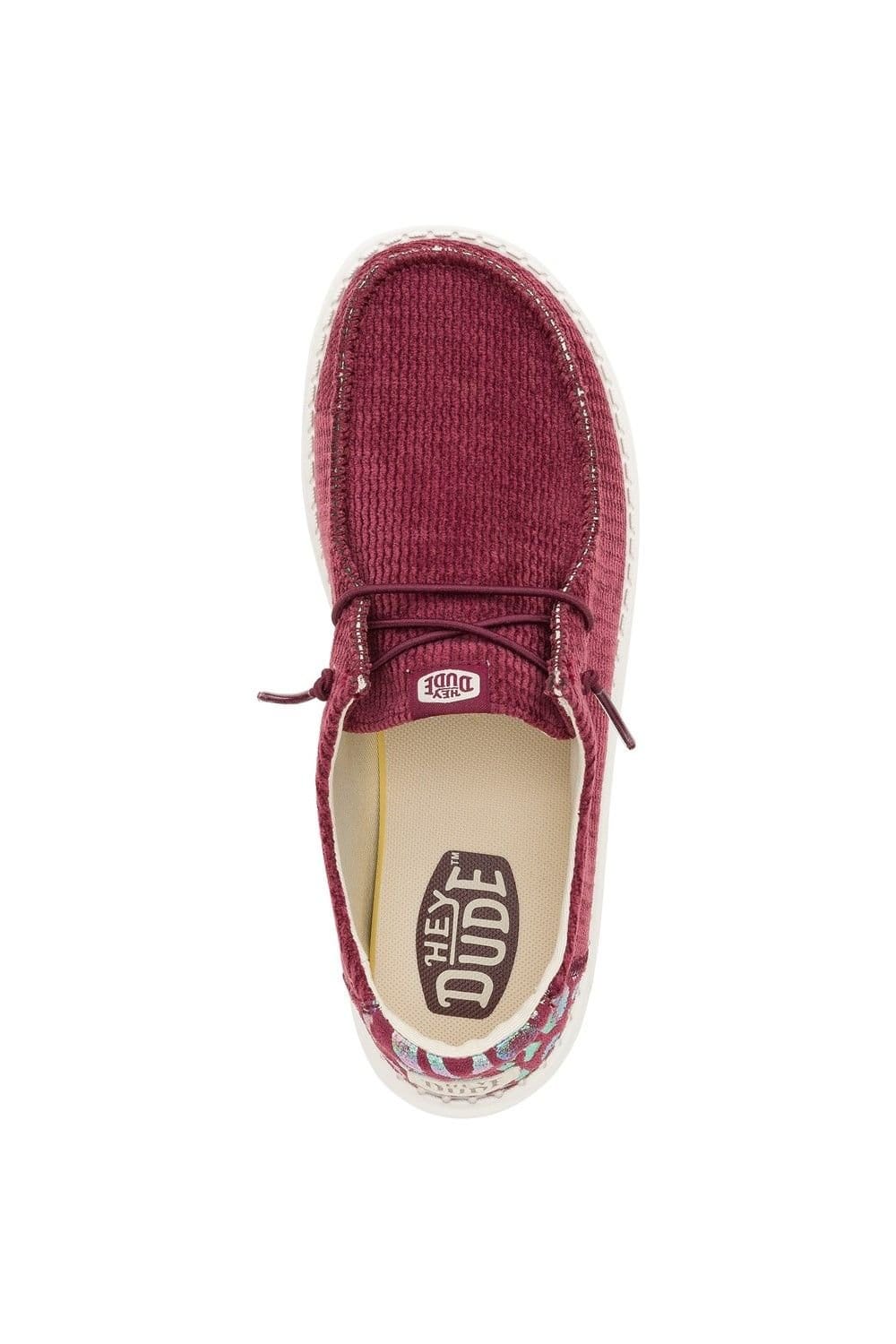 Hey Dude Hey Dude Women's Wendy Corduroy Leo Shoes in Dark Red - 4