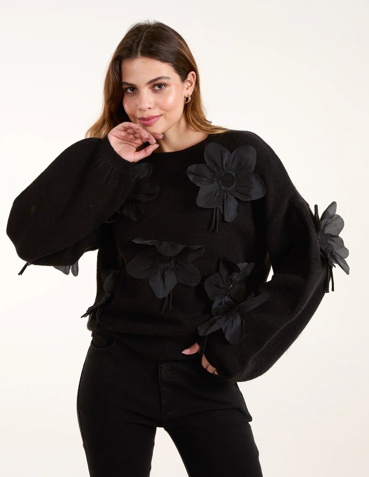 Blue Vanilla Applique Flower Jumper
