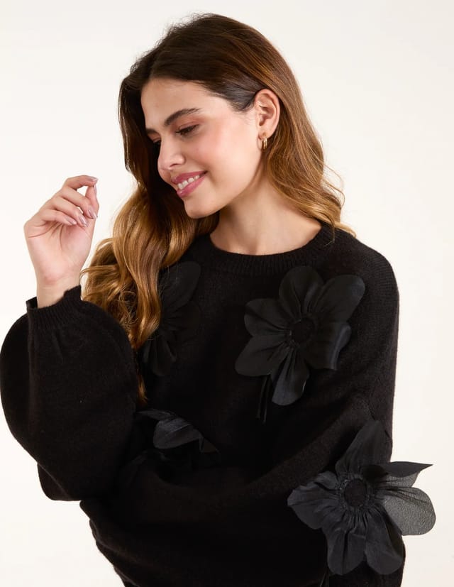 Blue Vanilla Applique Flower Jumper - 3