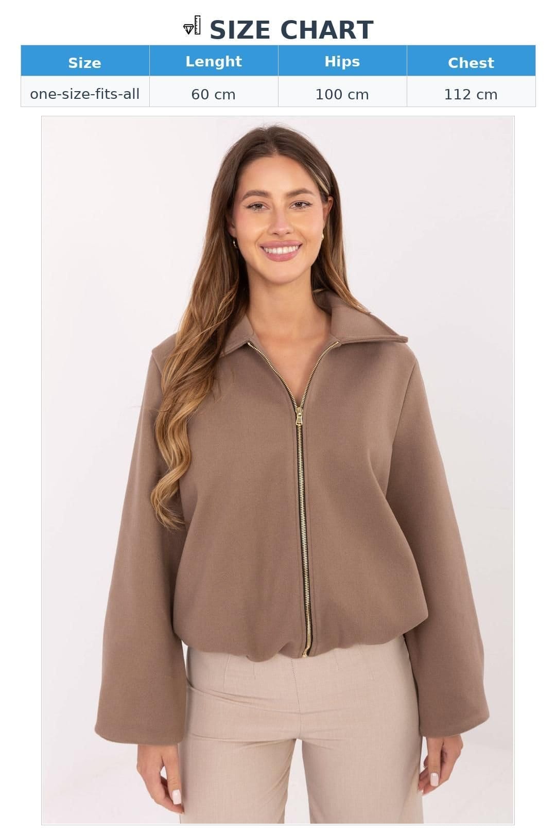 Love Lace Love Lace Women's Light Transitional Balloon Sleeve Zip Jacket in Brown - 4