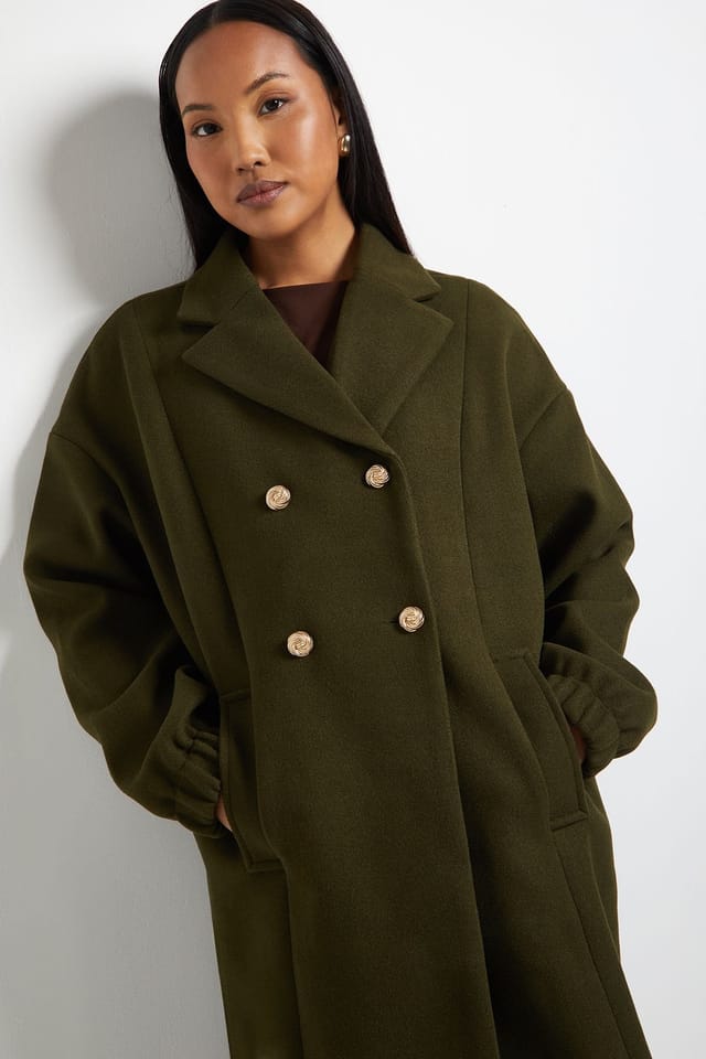 Wallis Wallis Women's Principles by Double Breasted Pocket Coat in Khaki - 2