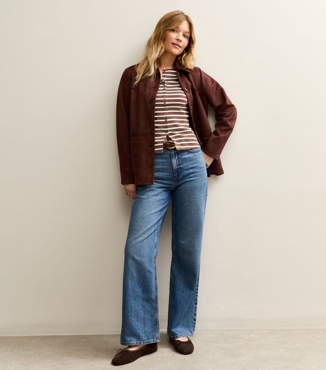 New Look Women's Brown Stripe Button Through Baby Tee New Look - 2