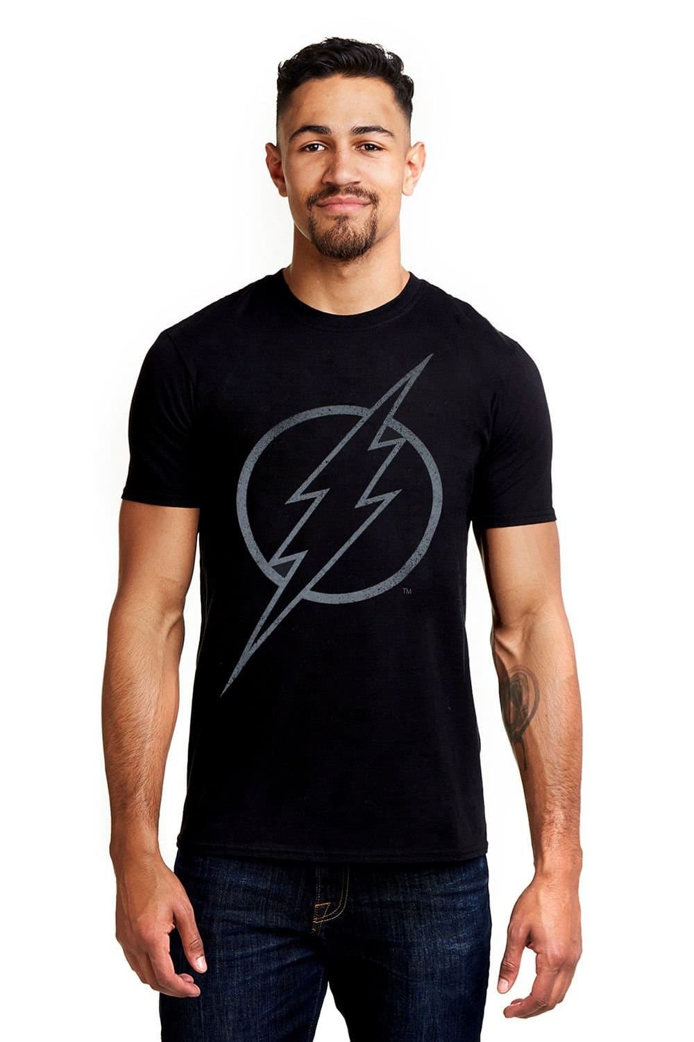 Flash Flash Men's Line Logo Cotton -shirt Black