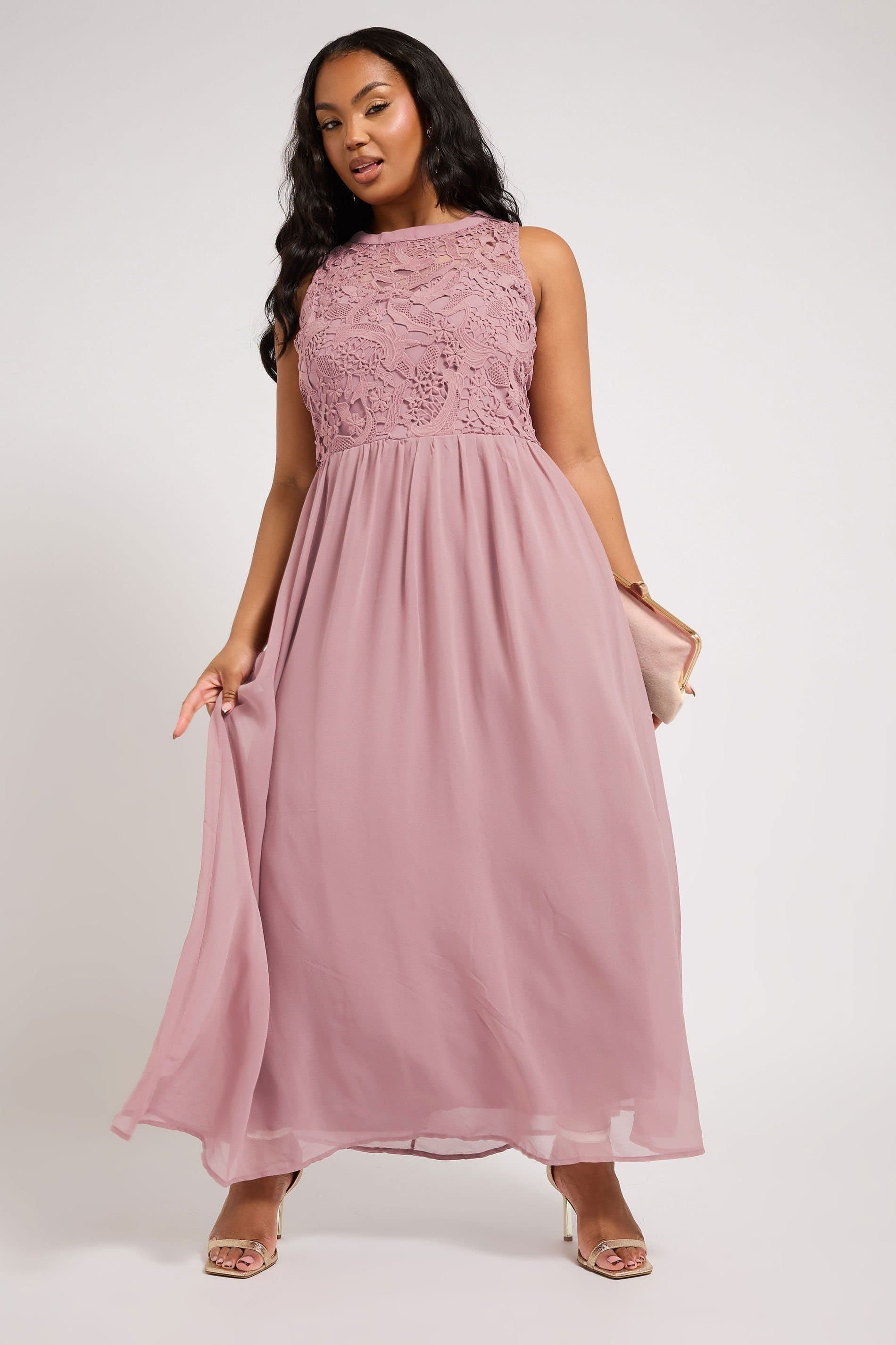 Yours Yours Women's Chiffon Maxi Dress in Pink