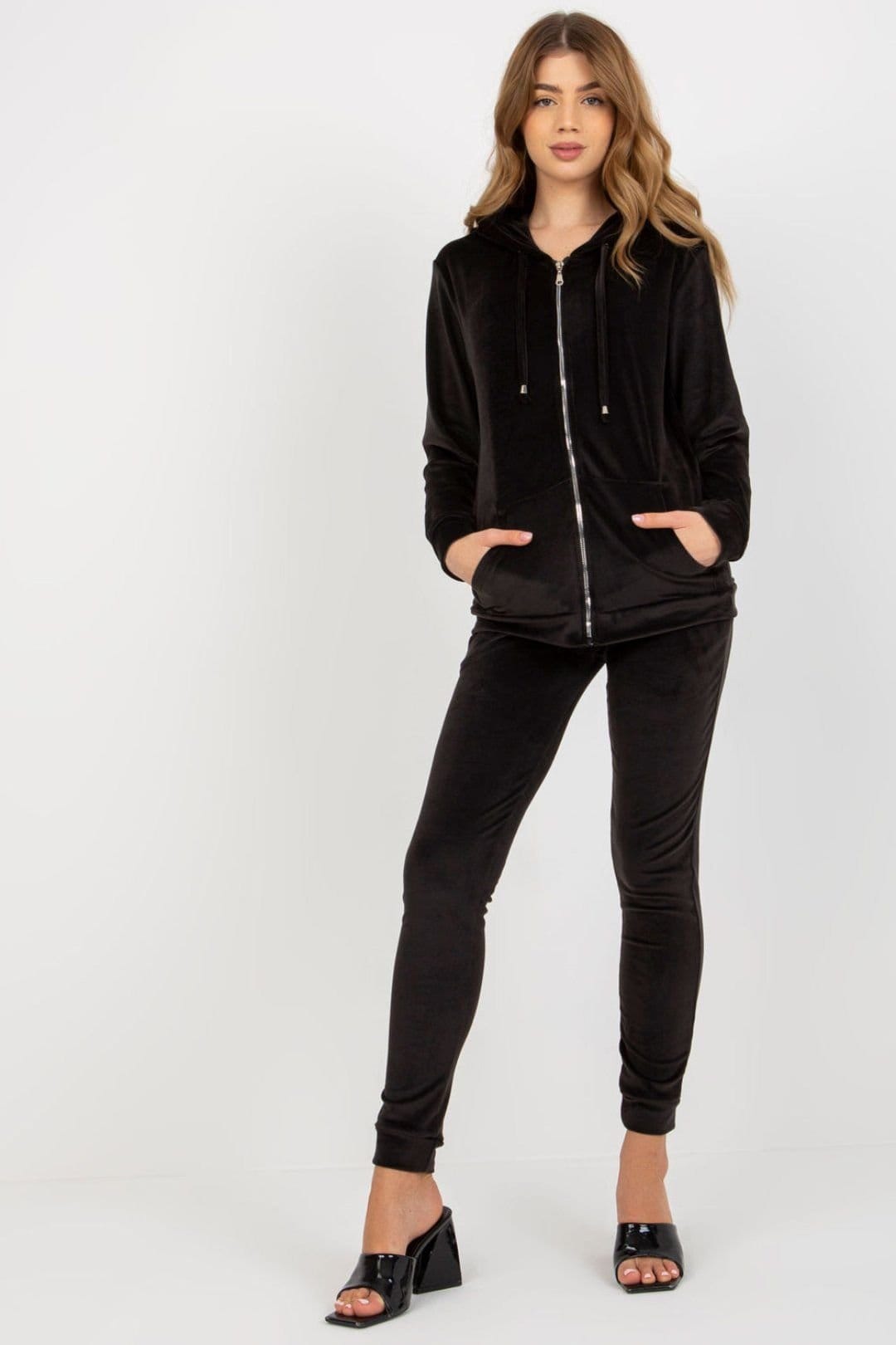 Love Lace Black Velour Zip Hoodie & Jogger Set