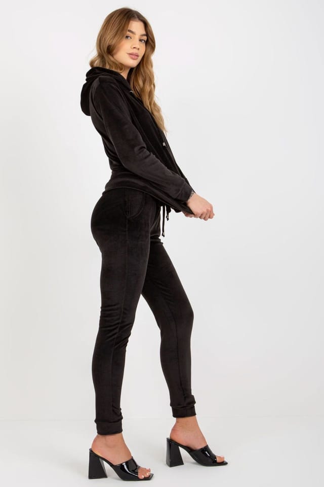 Love Lace Love Lace Women's Velour Zip Hoodie & Jogger Set Style 177077 in Black - 3