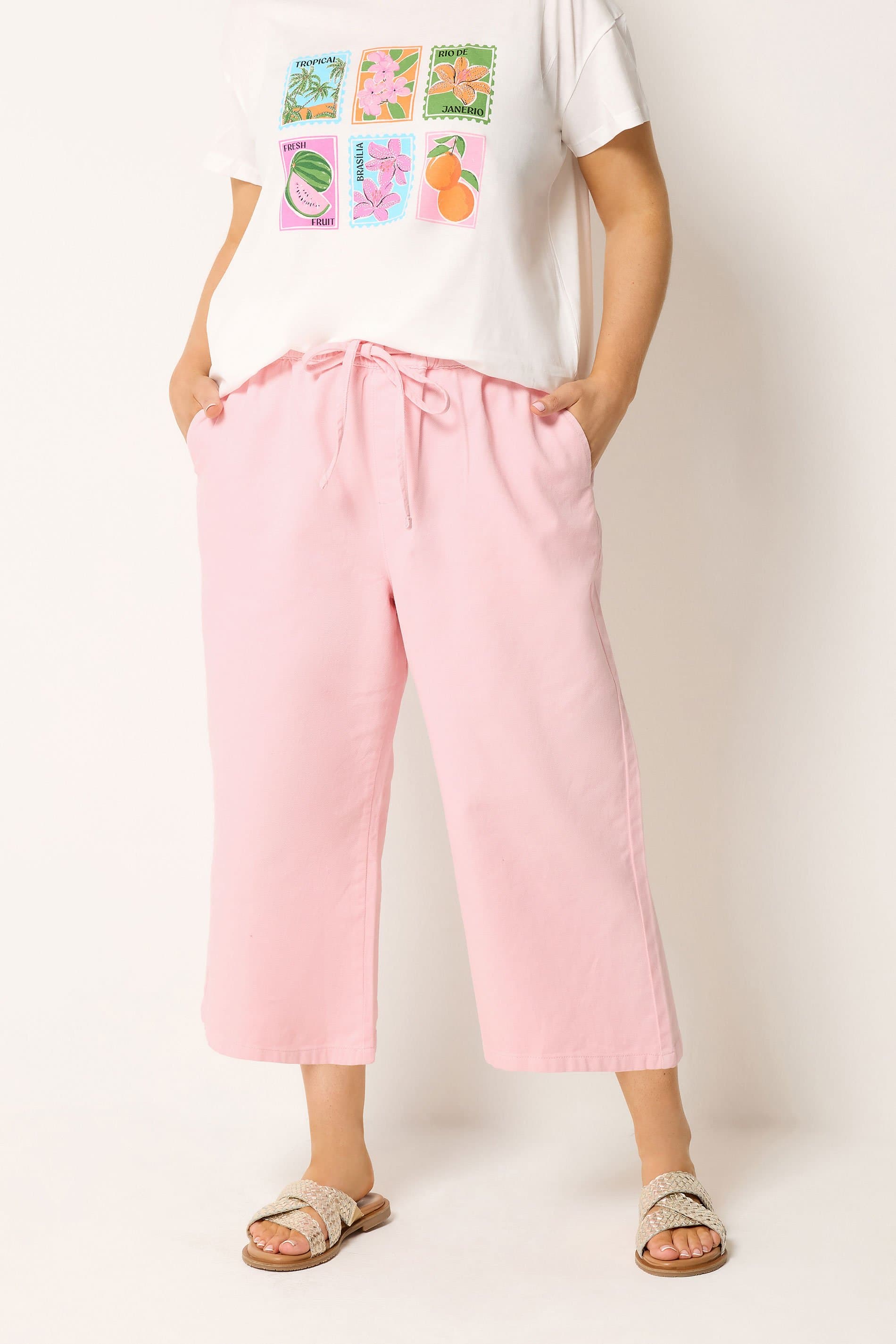 Yours Plus Size Pink Cropped Jeans