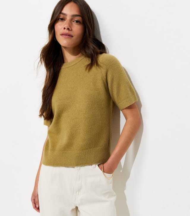 New Look Women's Petite Light Green Knitted Short Sleeve Top New Look - 2