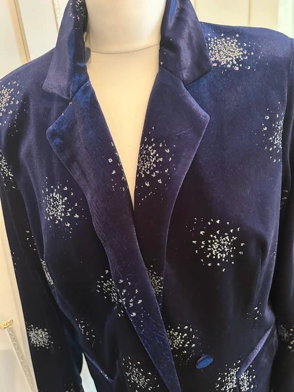 Never Fully Dressed Navy velvet jacket with sparkly detail