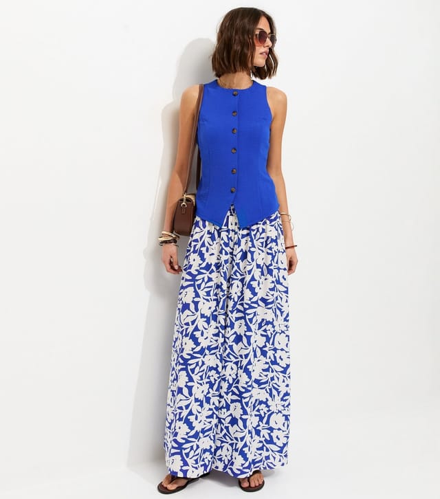 New Look Women's Blue Crepe Floral Print Palazzo Trousers New Look - 3