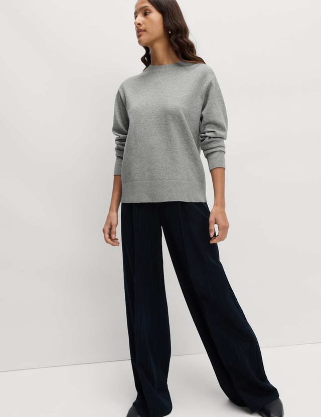 Marks & Spencer M&S Air-Yarn Crew Neck Jumper Mid Grey Marl - 2