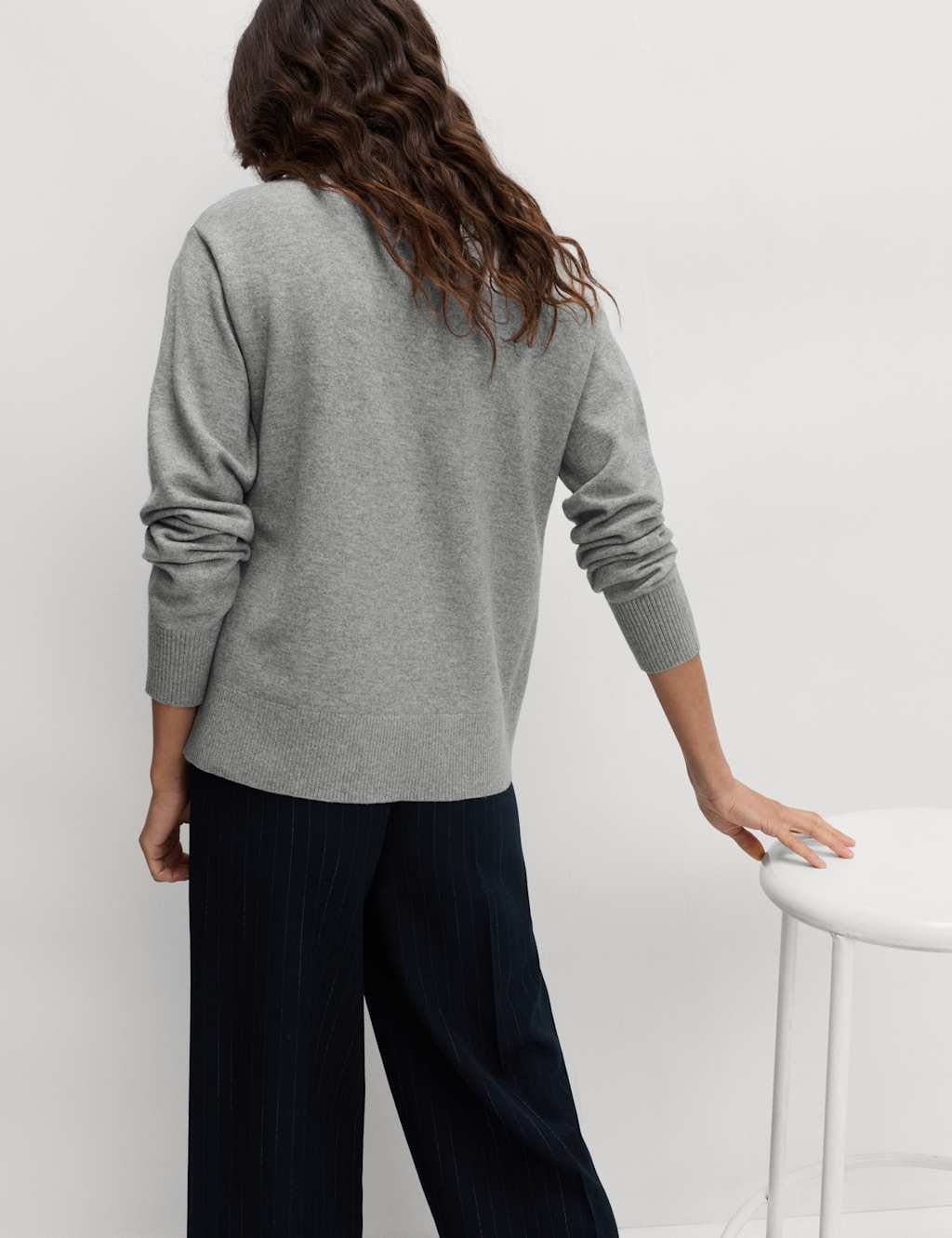 Marks & Spencer M&S Air-Yarn Crew Neck Jumper Mid Grey Marl - 4