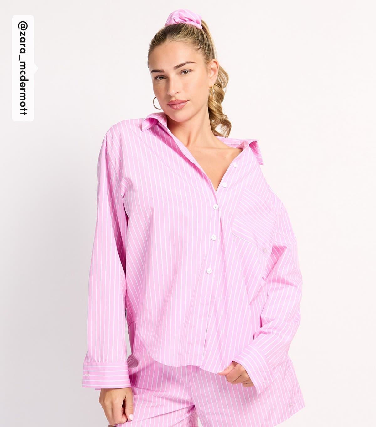 Rise Rise Pink Stripe Beach Shirt by Zara McDermott
