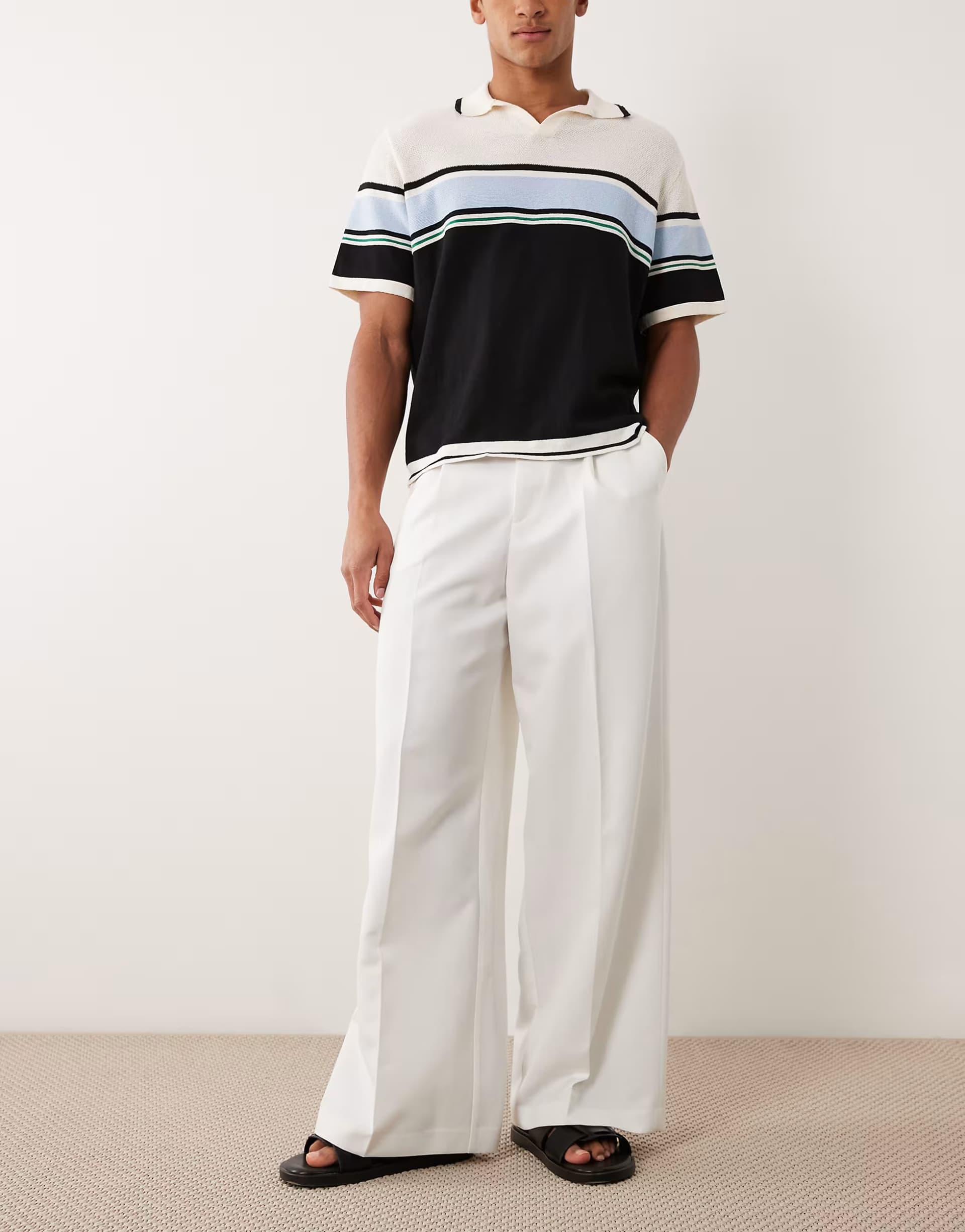 ASOS ASOS DESIGN smart pleated loose leg trousers in white