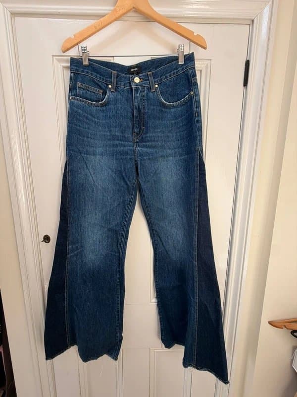 ME+EM Me + Em Split seam flare jean