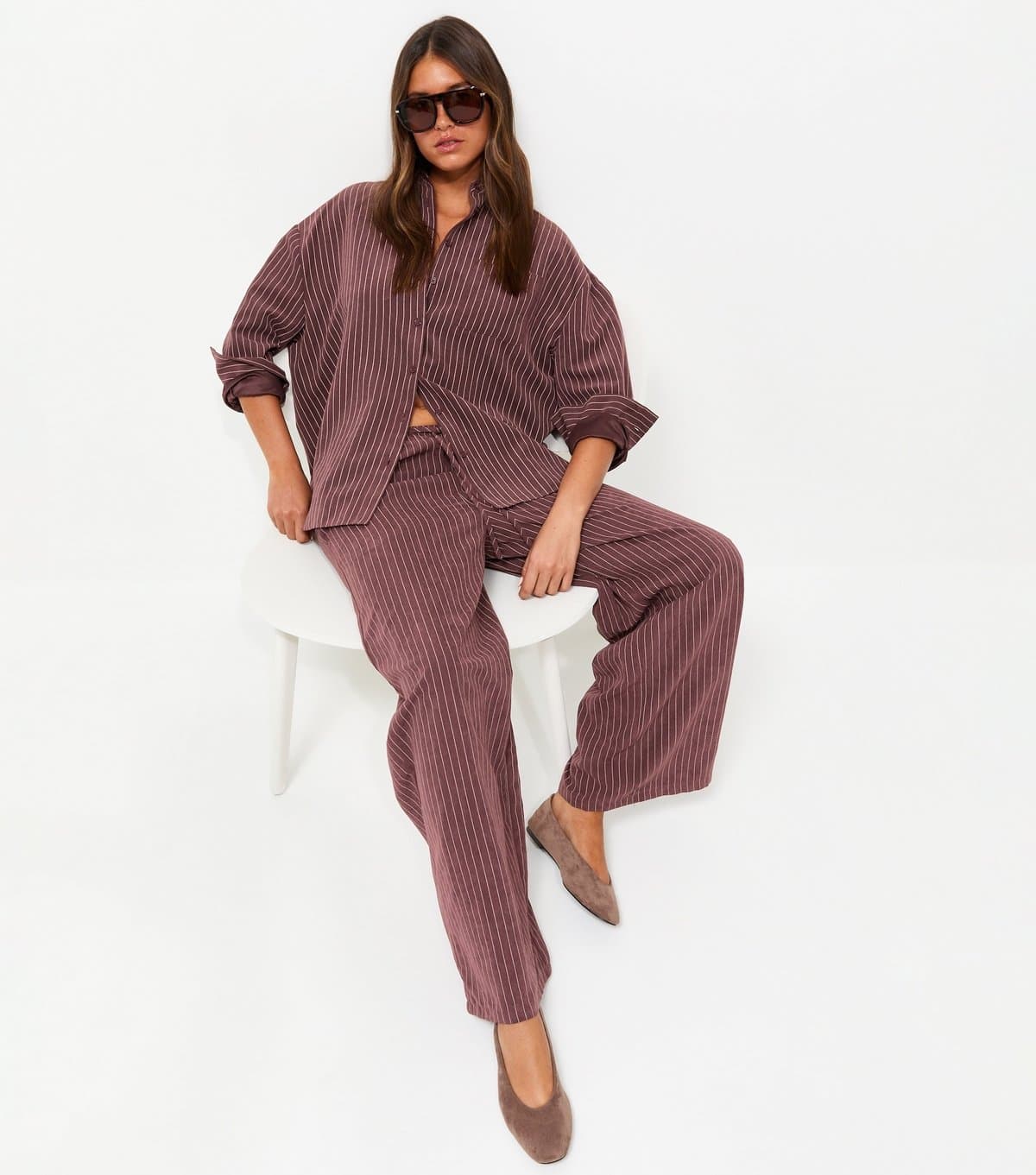 New Look Women's Red Striped Woven Wide Leg Trousers New Look