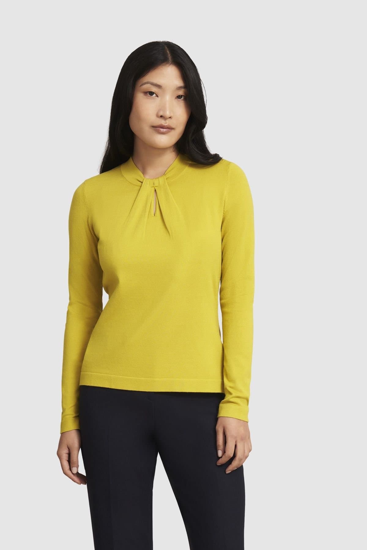 Hobbs London Hobbs London Women's Effie Keyhole Knit Jumper in Lemon