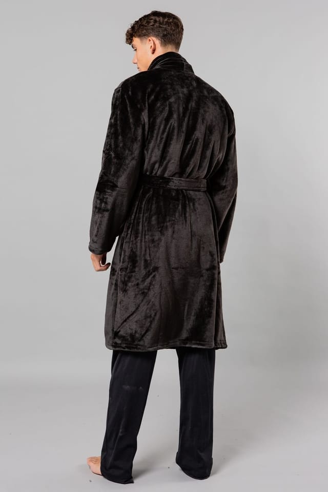 Tokyo Laundry Tokyo Laundry Men's Plush Shawl Collar Dressing Gown in Black - 2