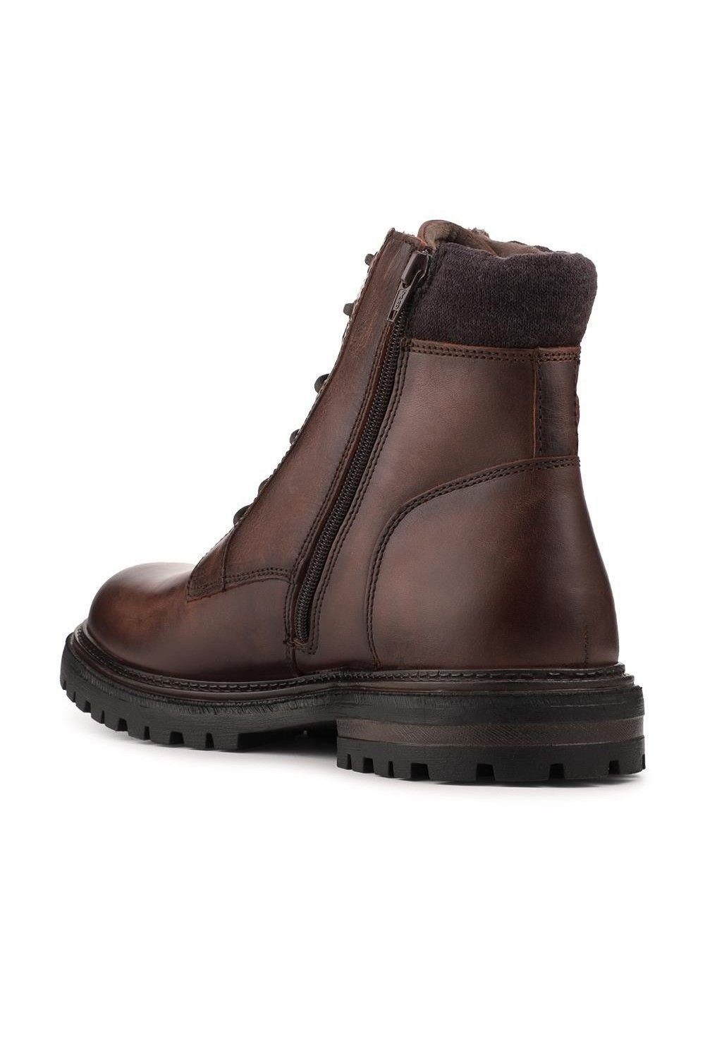 Pavers Pavers Men's Leather Lace Up Boots With Buckle Detail in Brown - 3