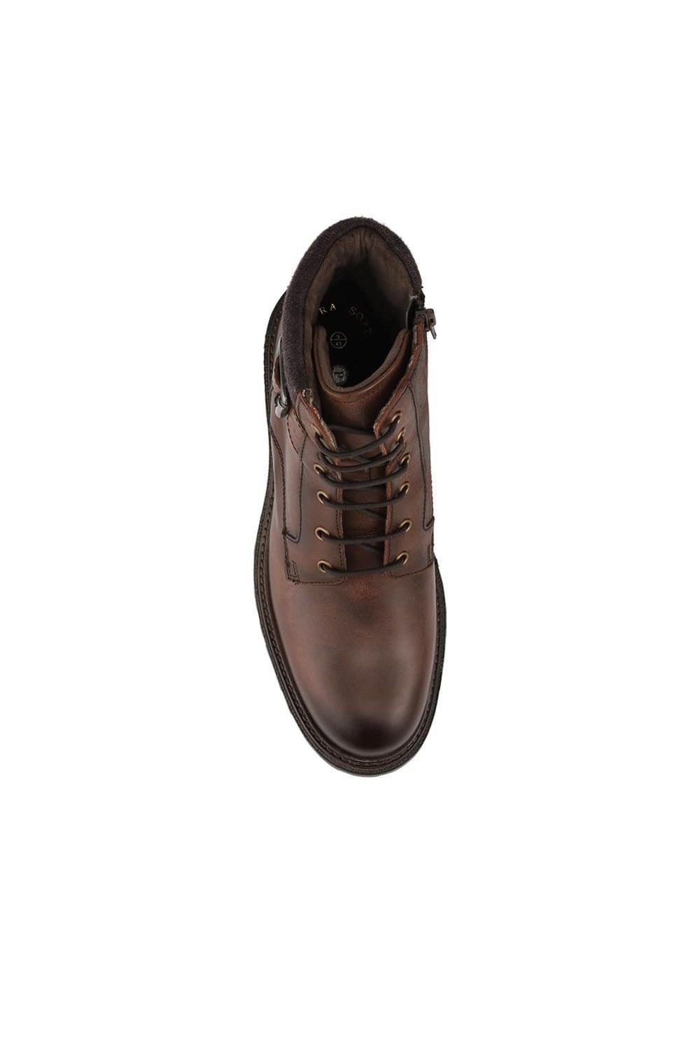 Pavers Pavers Men's Leather Lace Up Boots With Buckle Detail in Brown - 4