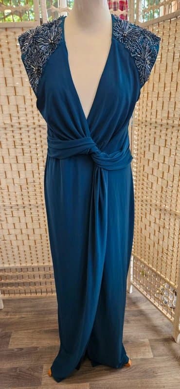 Bonmarché Bonmarche teal embellished evening dress size 16